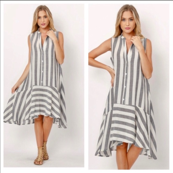 Dresses & Skirts - Denim blue & white sleeveless dress